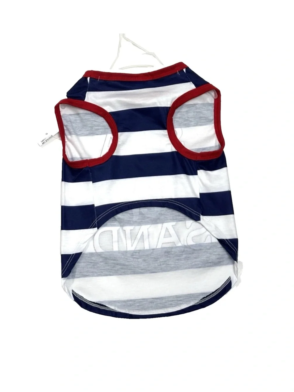 DOG T-SHIRT SUMMER VIBES S/M PATRIOTIC RED WHITE BLUE STRIPES PREPPY LIGHTWEIGHT